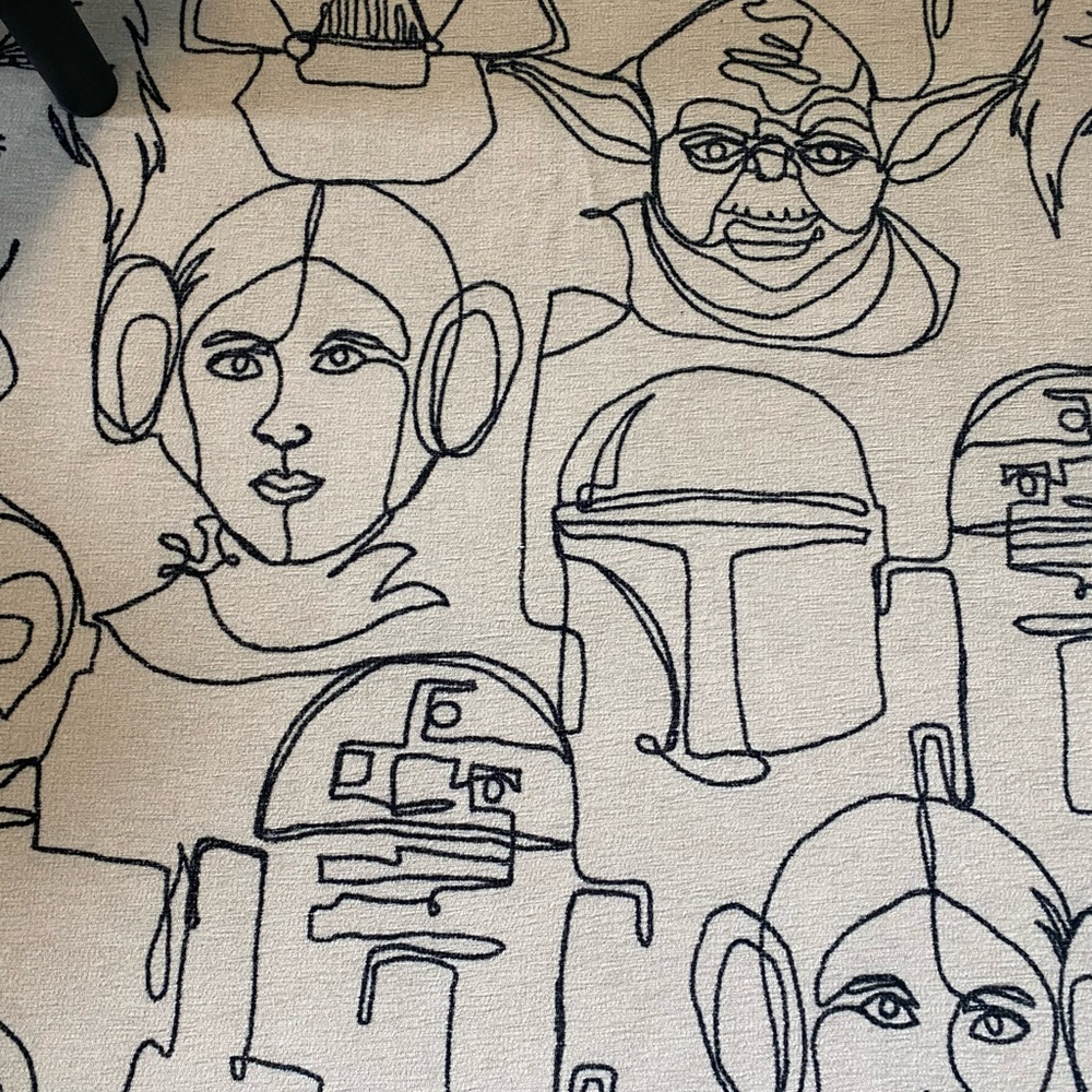 Star Wars Sketch Pattern Ruggable 6 Foot Round, Cover Only - White and Black